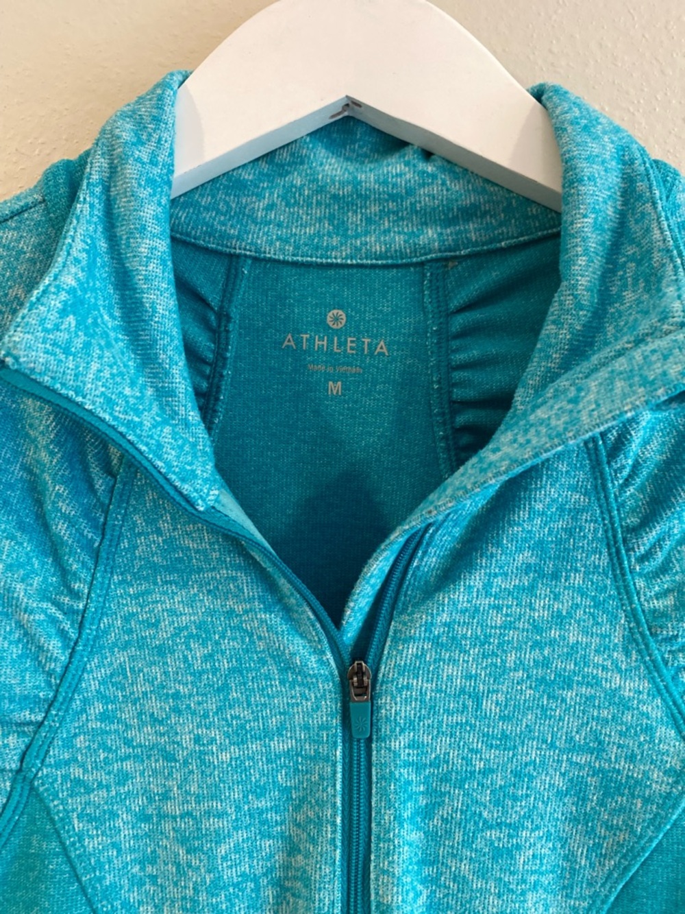 Athleta Space Dye Half-Zip Performance Pullover Size Medium Turquoise - Picture 2 of 8
